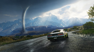 Car tornado cloud city mountain - a road free wallpaper