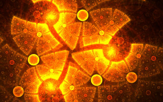 Yellow orange abstract bubbles fractals - circle free wallpaper for desktop