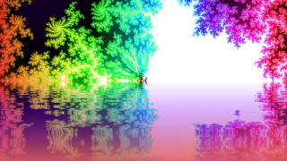 Colorful tree reflection water rainbow - fractal free wallpaper