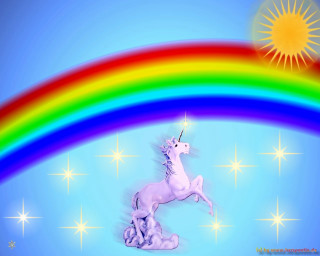 Rainbow unicorn statue sun stars - a sun in the background free wallpaper for desktop