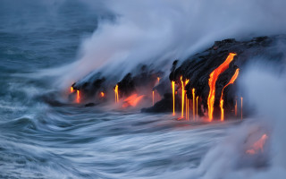 Lava ocean embers fire mountain - lava free wallpaper