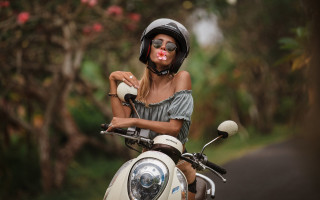 Woman clown nose motorcycle cigarette - a cigarette free wallpaper