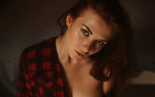 Woman long hair red shirt 2 - a red shirt free wallpaper