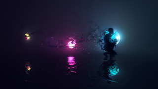 Dark figure reflection glowing moon - filip hodas free wallpaper