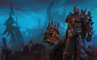 Armor sword demonic forest glowing - a man in armor holding free wallpaper