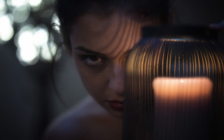 Woman lantern candle bokeh closeup - diffuse lighting free wallpaper for desktop