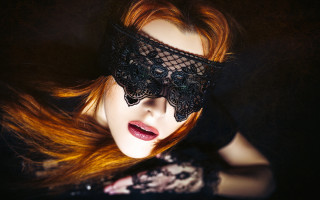 Red hair black mask gothic - fashion photography free wallpaper for desktop