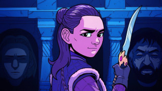 Woman knife beard fishnets comic - a knife in front free wallpaper