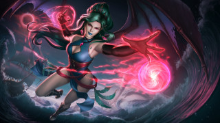 Woman glowing orb demon wings - ball free wallpaper for desktop