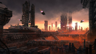 Futuristic city sky water architecture - craig mullins free wallpaper