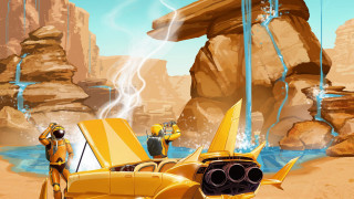 Yellow car yellow suit space - game art free wallpaper