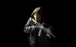 Man mask gun hood portrait - a hood free wallpaper