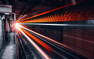 Futuristic train tunnel cyberpunk city - the end free wallpaper