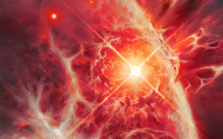 Red star cluster space fire - nebula free wallpaper