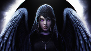 Angel woman hood wings necklace - art station free wallpaper