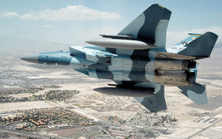 Fighter jet city sky clouds 2 - dynamic perspective free wallpaper