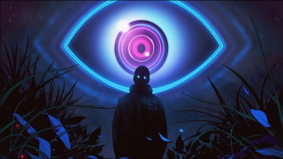 Sky cyberpunk fireworks moon constellation - dystopian art free wallpaper