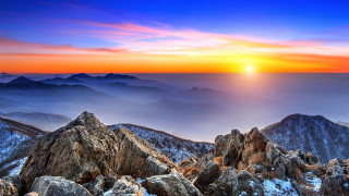 Mountain sunset rocks snow nature - cui bai free wallpaper for desktop