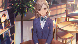 Woman suit bowtie restaurant plant - a plant in the background free wallpaper