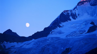 Full moon snowy mountains dusk - moon free wallpaper