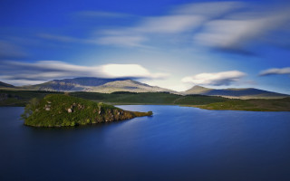Mountain lake island clouds sky - andrew geddes free wallpaper for desktop