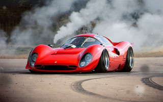 Red sports car smoke track - epic proportion free wallpaper
