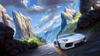 White sports car mountain road 8 - a white sports car free wallpaper