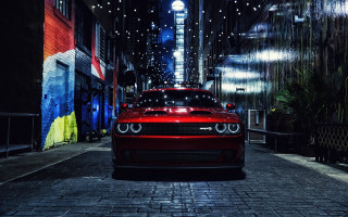 Red car alleyway city lights - intimidating free wallpaper