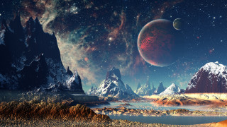 Mountain lake planet stars space 2 - a. hardy free wallpaper