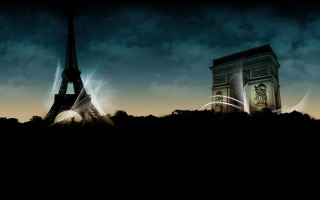 Eiffel tower light trail matte - the dark sky free wallpaper