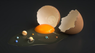Cracked egg shell planets space - octane renderer free wallpaper