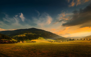 Sunset green valley mountain clouds - florence engelbach free wallpaper