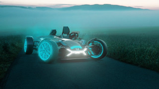 Futuristic car foggy road 3d - the foggy day free wallpaper
