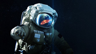 Space astronaut red object starry - a man in a space suit free wallpaper