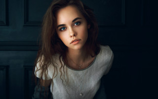 Woman longhair white shirt darkroom - elina karimova free wallpaper for desktop