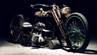 Motorcycle green tire dark background - ed roth free wallpaper