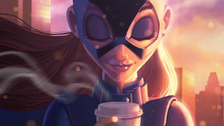 Cartoon character coffee city sunset - artgerm free wallpaper