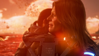 Futuristic woman man gun explosion - a futuristic suit free wallpaper for desktop