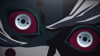 Cat redeye blackbg whitecircle vanitas - a red eye free wallpaper