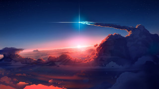 Star shining clouds mountains night - above the cloud free wallpaper