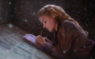 Girl writing snow book astronaut - a pen and paper free wallpaper