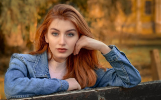 Red haired woman portrait autumn - red hair free wallpaper