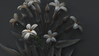 Water flowers drops center generative - ray free wallpaper for desktop