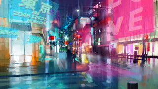 Cyberpunk city street night neon - neon free wallpaper for desktop