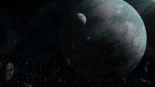 Space planet aurora moon stars - a large object free wallpaper for desktop