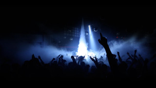 Crowd stage hands up lights - volumetric free wallpaper