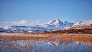 Mountain lake cityscape sunset clouds - mountain in the background free wallpaper