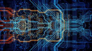 Cybernetic galaxy shooting star night - a computer circuit board free wallpaper