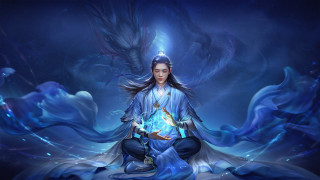 Woman crystal ball dragon fantasy - a crystal ball free wallpaper