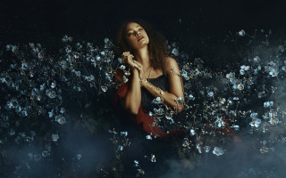 Flower field woman astronaut moon - a field of flowers free wallpaper